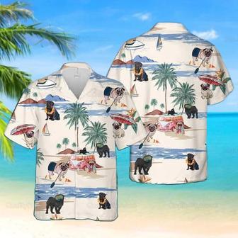 Pug Beach Summer Hawaiian Shirt, Pug Shirt, Pug Lover Beach Shirt, Dog Lover Shirts, Gift For Him, Gift For Her Summer Gifts | Newhawaiianshirts