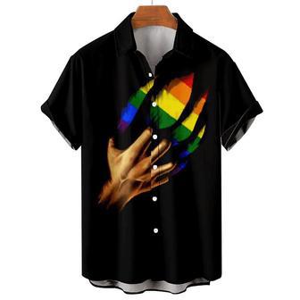 Rainbow Graphic Prints Turndown Collar Black Red Rainbow Street Casual Tropical Hawaiian Fashion Unisex Hawaiian Shirt Aloha Shirt | Newhawaiianshirts AU