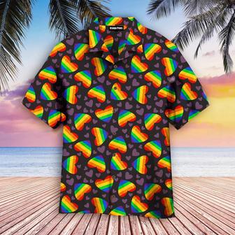 Rainbow Heart Lgbt Hawaiian Shirt, Lgbt Shirt, Lesbian Shirt, Gay Shirt Summer Gifts | Newhawaiianshirts AU