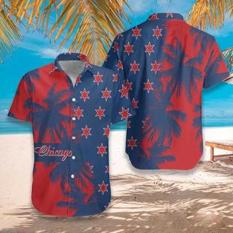 Red And Blue Chicago Watercolor Hawaiian Shirt Summer Gifts | Newhawaiianshirts UK