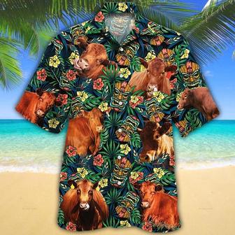 Red Angus Cattle Lovers Tribal Tiki Mask Hawaiian Shirt Summer Gifts | Newhawaiianshirts UK