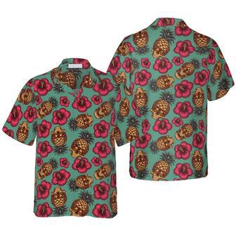 Retro Pineapple Skull Pattern , Summer For Men And Women Unisex Hawaiian Shirt Aloha Shirt | Newhawaiianshirts DE