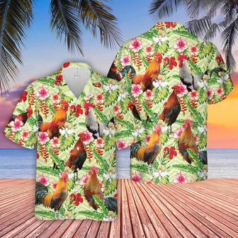 Rooster Hibicus Floral , Farm Lover Hawaii Shirt, Hawaiian Casual Button Down Shirt Unisex Hawaiian Shirt Aloha Shirt | Newhawaiianshirts AU