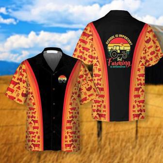 School Is Important But Farming Is Importanter Hawaiian Shirt, Barn Animal Farming Shirt Summer Gifts | Newhawaiianshirts UK