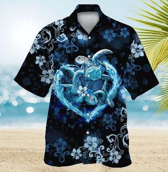 Sea Turtle T Shirt - Colorful Turtles With Blue Flowers Hawaii Shirt - Gifts For Turtle Lovers Unisex Hawaiian Shirt Aloha Shirt | Newhawaiianshirts UK