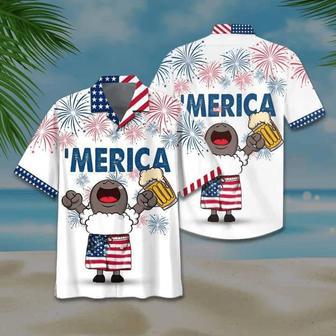 Sheep And Beer Hawaiian Shirt, Of July Hawaiian Shirt, Sheep American Flag Hawaiian Shirts For Men, Women Summer Gifts | Newhawaiianshirts