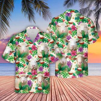 Sheep Summer Floral , Farm Lover Hawaii Shirt, Shirt For Men, Tropical Shirts, Gift For Him Unisex Hawaiian Shirt Aloha Shirt | Newhawaiianshirts CA