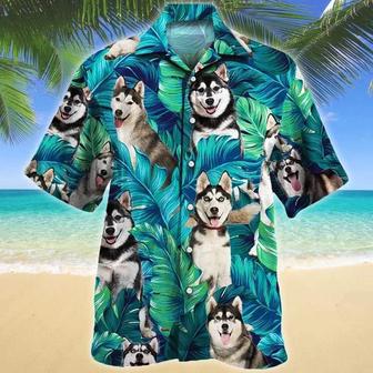 Siberian Husky Dog Lovers Gift Summer Beach Palm Tree Pattern Hawaiian Shirt Summer Gifts | Newhawaiianshirts DE