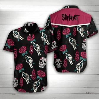 Slipknot Band Rose Skull - Mens - Best S - Skull Gifts For Him Unisex Hawaiian Shirt Aloha Shirt | Newhawaiianshirts CA