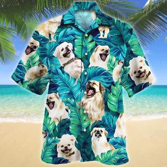 Smiling Tibetan Spaniel Dog Tropical Palm Leaves Hawaiian Shirt, Summer Hawaii Shirt For Men Women Summer Gifts | Newhawaiianshirts DE