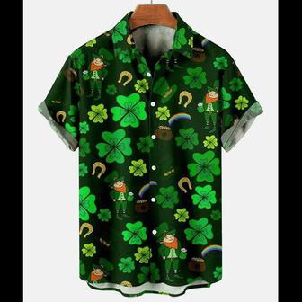 St. Patrick's Day Clover Rainbow Casual Men's Large Short Sleeve Shirt Unisex Hawaiian Shirt Aloha Shirt | Newhawaiianshirts AU