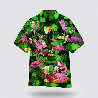 St Patrick�S Day Hawaiian Shirt, Flamingos Drink Beer St Patrick's Day Hawaiian Shirt, St Patrick's Day Shirts Summer Gifts | Newhawaiianshirts CA