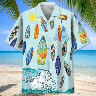 Surfing Ocean , Unisex Summer Beach Casual Short Sleeve Summer Vacation Beach Shirts Unisex Hawaiian Shirt Aloha Shirt | Newhawaiianshirts CA