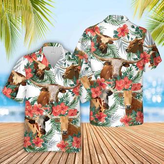 Texas Longhorn Cow Hawaiian Flowers , Gift For Farm Clothing, Summer Gift For Men And Women Unisex Hawaiian Shirt Aloha Shirt | Newhawaiianshirts DE