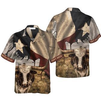 Texas State Map Pattern Flag Texas Hawaiian Shirt, Don't Mess With Texas Longhorns Shirt, Texas Shirt For Men Summer Gifts | Newhawaiianshirts