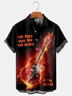 The Best Cure For The Blues Music Print Short-Sleeved Shirt Unisex Hawaiian Shirt Aloha Shirt | Newhawaiianshirts