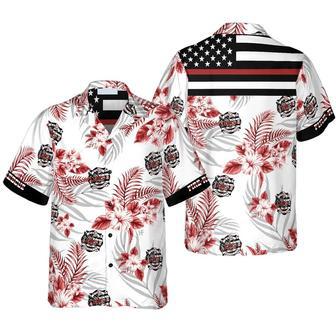 The Red Line Black American Flag Firefighter , Red Texas Bluebonnet Fire Dept Logo Firefighter Shirt For Men Unisex Hawaiian Shirt Aloha Shirt | Newhawaiianshirts AU