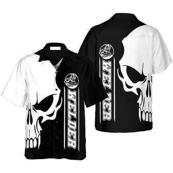 The Welder Skull Black White Hawaiian Shirt For Men Summer Gifts | Newhawaiianshirts UK