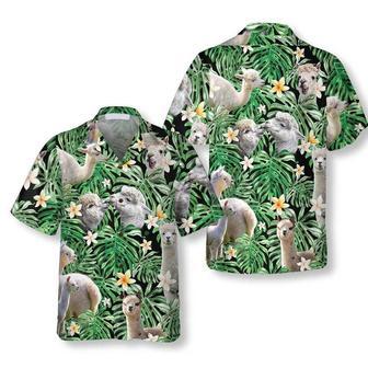 Tropical Alpaca Pattern Hawaiian Shirt, Funny Alpaca Print Shirt For Men & Women Summer Gifts | Newhawaiianshirts