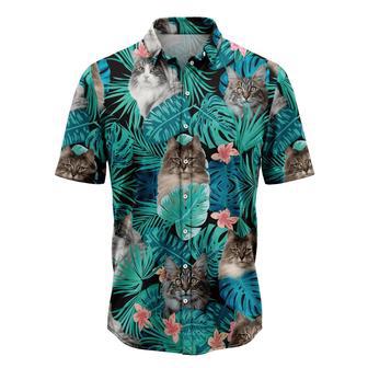 Tropical Norwegian Forest Cat Hawaiian Shirt, Summer Gift, Hawaiian Shirts For Men, Aloha Beach Shirt Summer Gifts | Newhawaiianshirts UK