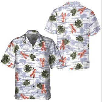 Tropical Pattern And Lobster Monstera Leaves Pattern Hawaiian Shirt Summer Gifts | Newhawaiianshirts