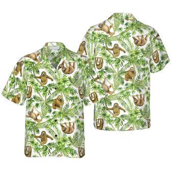 Tropical Sloth Seamless Pattern Unisex Hawaiian Shirt Aloha Shirt | Newhawaiianshirts AU