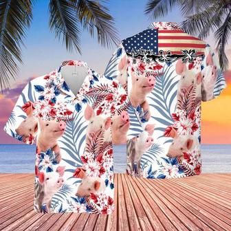 United States Flag Pig Lovers , Farm Cow For Men And Women Unisex Hawaiian Shirt Aloha Shirt | Newhawaiianshirts DE