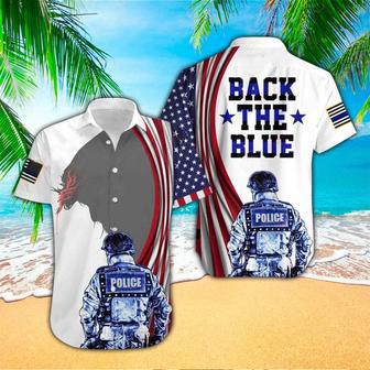 U.S. Police Officer Back The Blue All Over Printed Unisex Hawaiian Shirt Aloha Shirt | Newhawaiianshirts CA