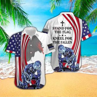 U.S. Police Officer Stand For The Flag Kneel For The Fallen All Over Printed Unisex Hawaiian Shirt Aloha Shirt | Newhawaiianshirts UK