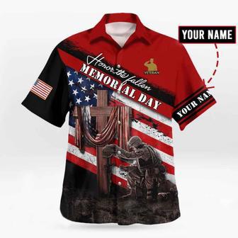 Us Veteran Memorial 'Honor The Fallen - Memorial Day' Hawaiian Shirt, Gift For Veteran Summer Gifts | Newhawaiianshirts