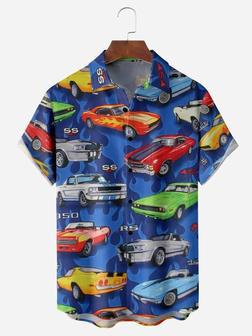 Vintage Sports Car Chest Pocket Men's Hawaiian Shirts Unisex Hawaiian Shirt Aloha Shirt | Newhawaiianshirts AU