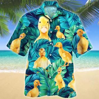 Watercolor Tropical Leaves And Duckling Lovers Design Hawaiian Shirt Summer Gifts | Newhawaiianshirts UK