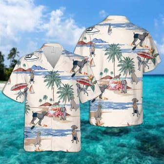 Weimaraner Summer Beach Hawaiian Shirt, Dog Beach Short Sleeve Hawaiian Shirt Summer Gifts | Newhawaiianshirts UK