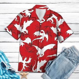 White Dragon Flying Red Hawaiian Shirt For Men, Women Summer Gifts | Newhawaiianshirts UK