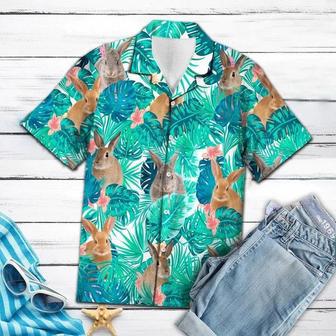 Adorable Rabbit Tropical Lost In Lively Palm Leaves Hawaiian Shirt, Summer Aloha Hawaii Shirt For Men Women Summer Gifts | Newhawaiianshirts UK