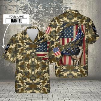 Air Force Army Camouflage Hawaiian Shirt, Us Air Force Army American Flag Shirt Summer Gifts | Newhawaiianshirts