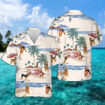 Airedale Terrier Summer Beach Hawaiian Shirt, Hawaiian Shirts For Men, Hawaiian Shirts For Men, Aloha Beach Shirt Summer Gifts | Newhawaiianshirts UK