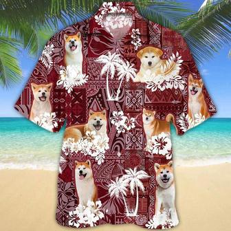 Akita Red Hawaiian Shirt, Tropical Shirts, Gift For Him, Funny Hawaiian Shirts Summer Gifts | Newhawaiianshirts