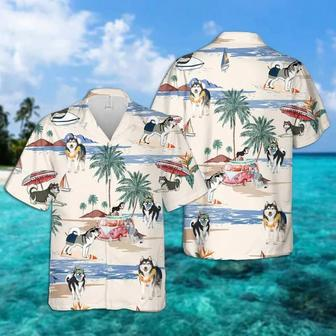 Alaskan Malamute Summer Beach Hawaiian Shirt, Hawaiian Shirts For Men, Hawaiian Shirts For Men, Aloha Beach Shirt Summer Gifts | Newhawaiianshirts UK