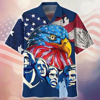 All Over Print Eagle Independence Day Hawaiian Shirt Happy Fourth Of July Gift For Him Summer Gifts | Newhawaiianshirts UK