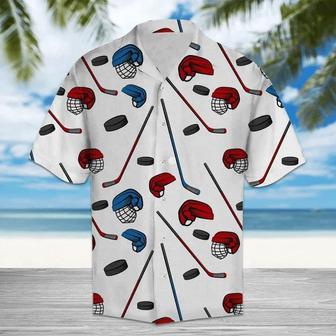 Amazing Hockey Helmet And Gloves Pattern Hawaiian Shirt Summer Gifts | Newhawaiianshirts UK