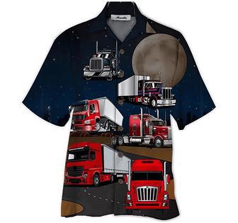 Amazing Truck Driver And Moon Short, Hawaiian Shirt, Button Up Aloha Shirt For Men, Women Summer Gifts | Newhawaiianshirts UK