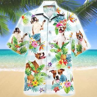 American Staffordshire Terrier Hawaiian Shirt, Dog Tropical Flower Aloha Hawaiian Shirt Summer Gifts | Newhawaiianshirts CA