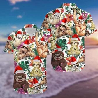 Animal Flower Funny Sloth Merry Christmas Design Hawaiian Shirt Summer Gifts | Newhawaiianshirts UK