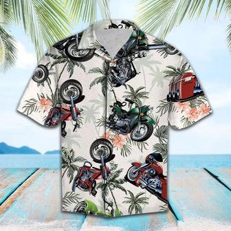 Anniversary Gifts Motorbike Tropical Palm Trees Vintage Style Pattern Hawaiian Shirt Summer Gifts | Newhawaiianshirts DE