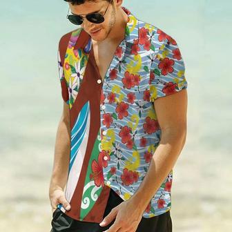 Appealing Surfboard Art With Colorful Flower Pattern Hawaiian Shirt Summer Gifts | Newhawaiianshirts UK