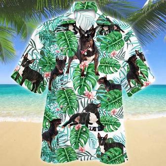 Astute Animal Miniature Bull Terrier Dog Tropical Plant Green Theme Hawaiian Shirt Summer Gifts | Newhawaiianshirts DE