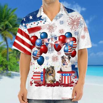 Australian Shepherd Independence Day Hawaiian Shirt, Dog Hawaii Beach Shirt Short Sleeve For Of July Summer Gifts | Newhawaiianshirts AU