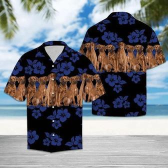 Awesome Rhodesian Ridgeback Dog Group On Hibiscus Pattern Hawaiian Shirt Summer Gifts | Newhawaiianshirts AU