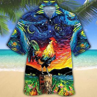 Awesome Rooster Gift For Animal Lovers Appealing Night Sky Art Hawaiian Shirt Summer Gifts | Newhawaiianshirts DE